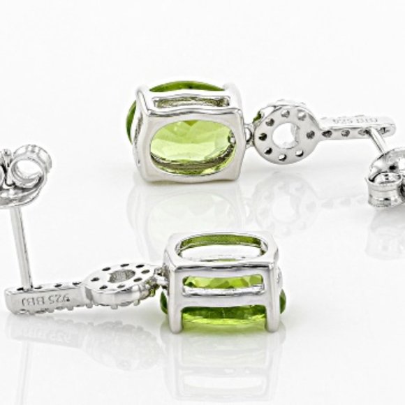 NEW Green Peridot Over Sterling Silver Earrings - Picture 3 of 3